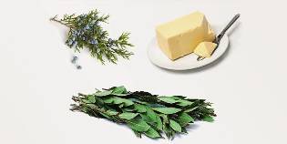 Juniper, laurel and butter to make ointment